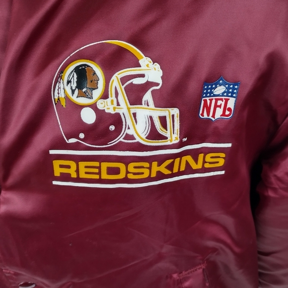 Vtg Washington Commanders Chalk Line Satin Sz Med Bomber Jacket NFL Back Script - Picture 2 of 12